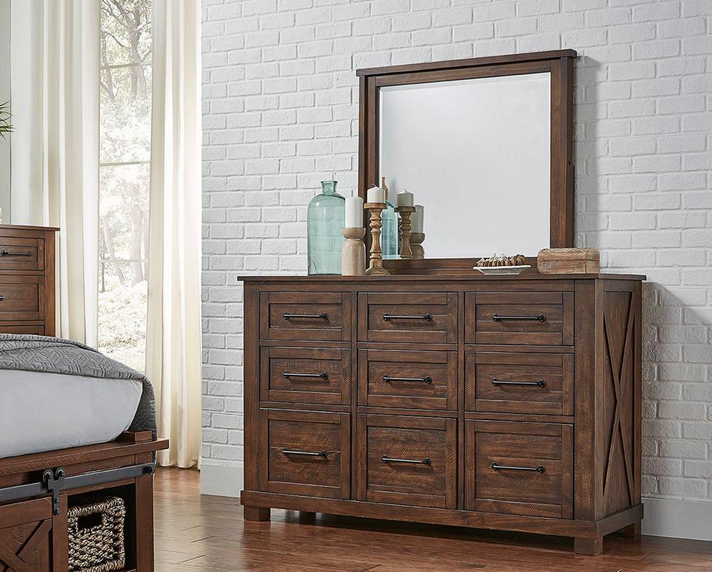 A-America - Sun Valley 9-Drawer Dresser & Mirror, Rustic Timber Finish in Rustic Timber - SUVRT5552 veiw 4
