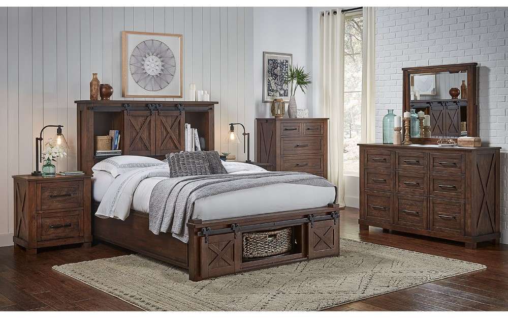 A-America - Sun Valley King Storage Bed with Integrated Bench, Rustic Timber Finish - SUVRT5131 veiw 3