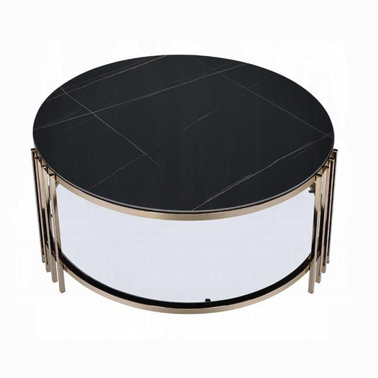 ACME Furniture - Abisha Coffee Table - Sintered Stone Top & Champagne Finish - LV02815 veiw 2