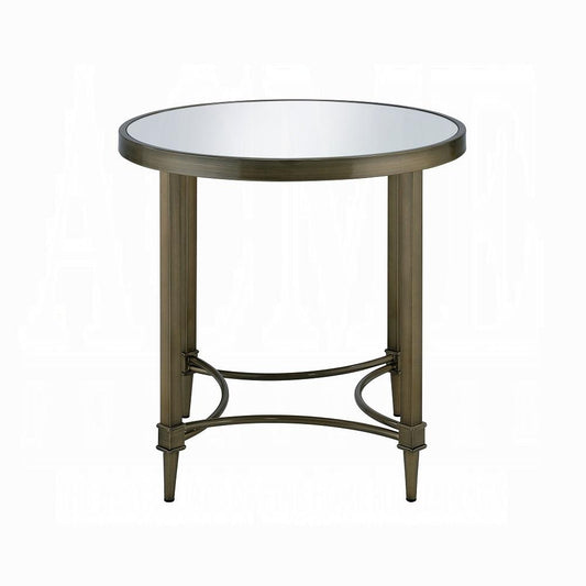 ACME Furniture - Aditya End Table - Mirrored & Antique Brass Finish - LV02736 veiw 2