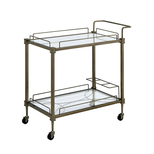 ACME Furniture - Aditya Serving Cart - Mirror & Antique Brass Finish - AC02597 veiw 2