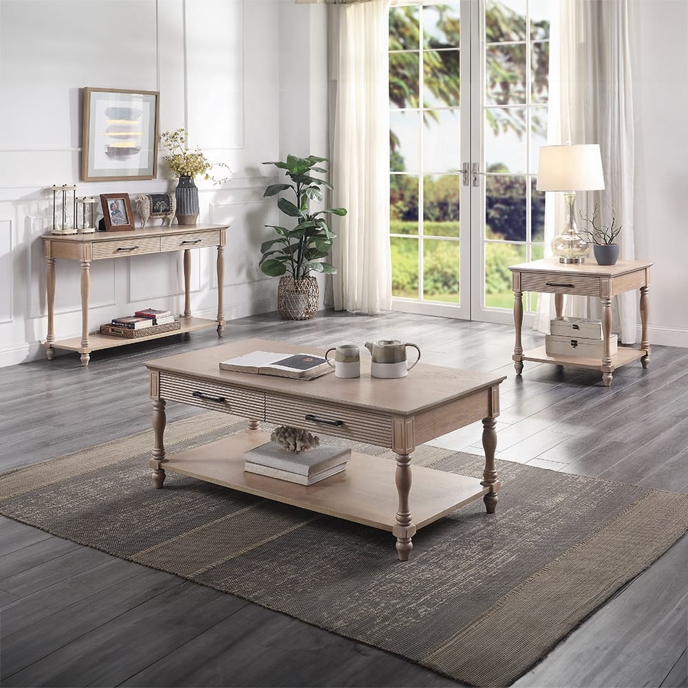 ACME Furniture - Ariolo Sofa Table - Weathered Oak - 83223 view 5
