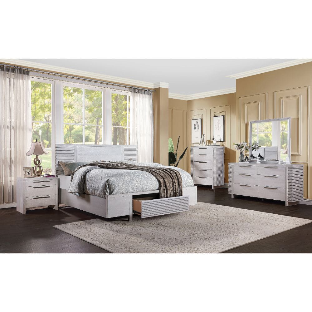 ACME Furniture - Aromas - Queen Bed w/Storage - White Oak - 28110Q view 4