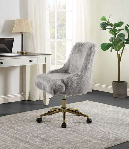 ACME Furniture - Arundell II Office Chair - Gray Faux Fur & Gold - OF00123 veiw 2