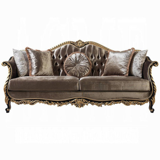ACME Furniture - Betria Sofa w/5 Pillows - Light Green Velvet, Gold & Black High Gloss Finish - LV01887 veiw 2