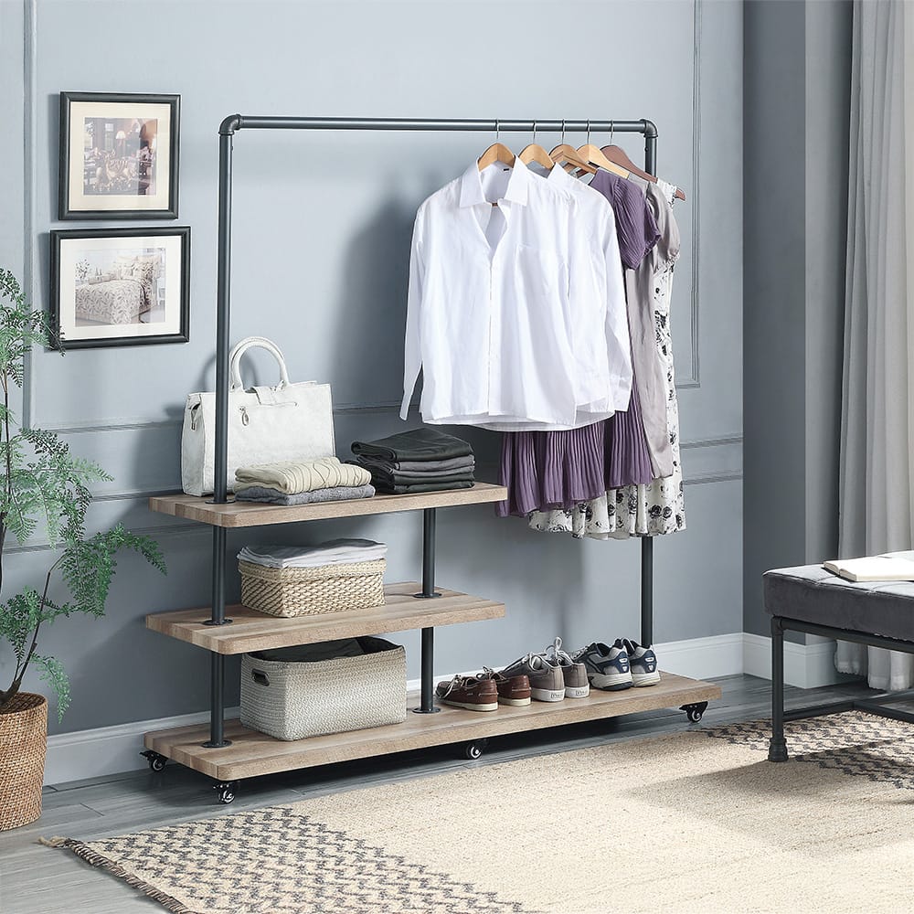 ACME Furniture - Brantley - Hanger Rack - Oak & Sandy Gray Finish - AC00434 view 3