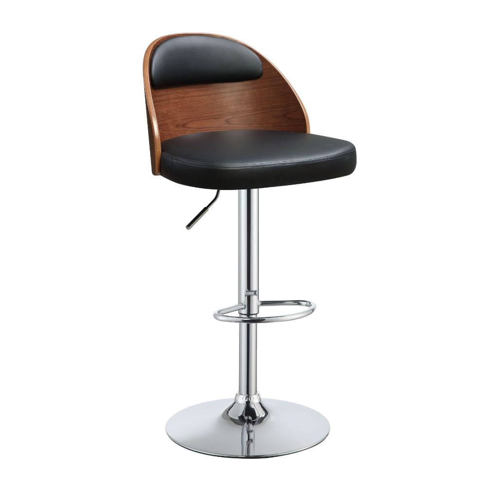 ACME Furniture - Camila - Swivel Adjustable Stool - Black Synthetic Leather & Walnut - 96748 view 1