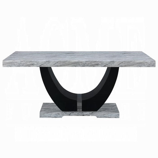 ACME Furniture - Caralin Dining Table - Engineered Stone & Black Finish - DN03705 veiw 2