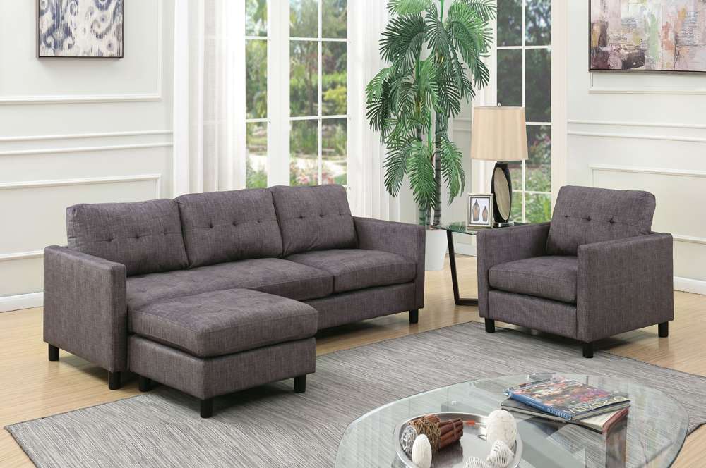 ACME Furniture - Ceasar Reversible Sectional Sofa & Ottoman - 53315 veiw 4