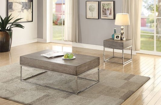 ACME Furniture - Cecil II - Coffee Table - Gray Oak & Chrome - 84580 view 2