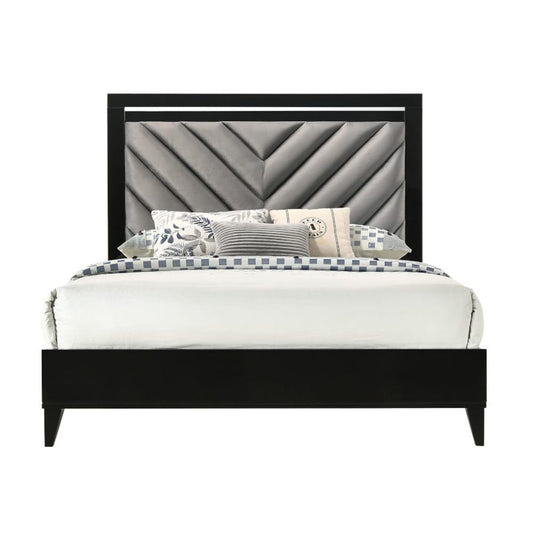ACME Furniture - Chelsie - Queen Bed - Gray Fabric & Black - 27410Q view 2