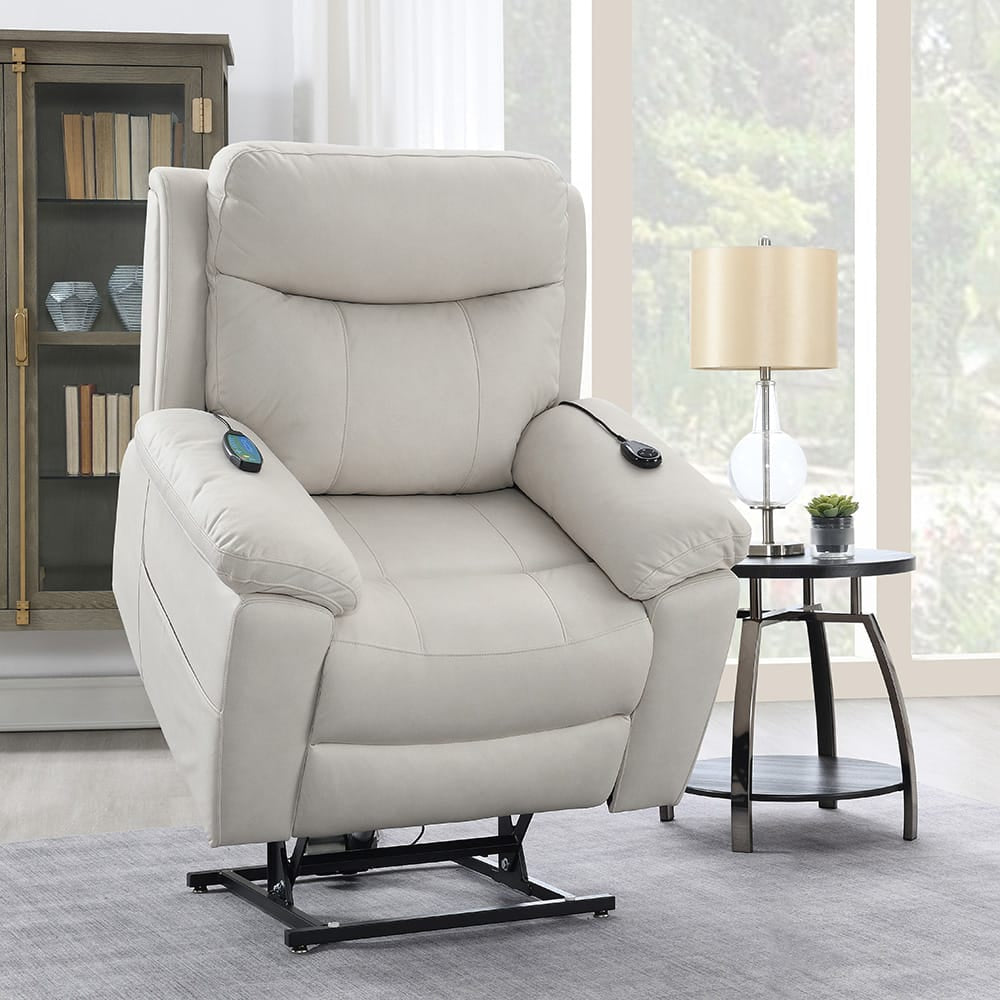 ACME Furniture - Chriki - Power Recliner w/Lift & Heating & Massage - Beige Polished Microfiber - LV04271A view 12