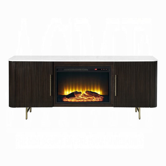 ACME Furniture - Clayten - Server w/Marble Top & Fireplace - White Engineering Marble Top & Espresso - DN03944 view 2