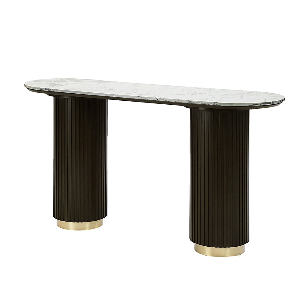 ACME Furniture - Clayten Sofa Table - White Natural Marble Top & Espreeso Finish - LV03947 veiw 3
