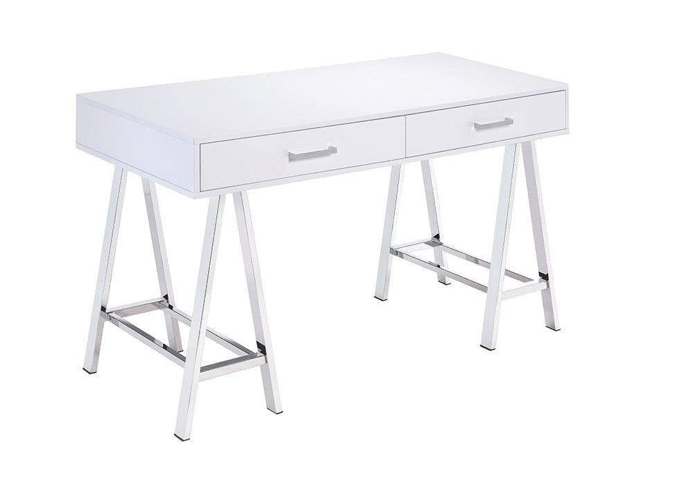 ACME Furniture - Coleen Writing Desk(Same AC00901) - White High Gloss & Chrome - 92229 veiw 1