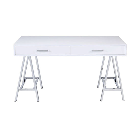 ACME Furniture - Coleen - Writing Desk - White High Gloss & Chrome - 92229 view 2