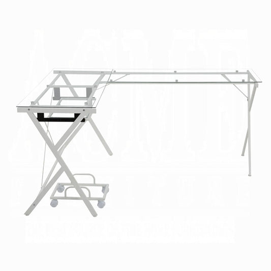 ACME Furniture - Demas Computer Desk - Clear Glass & White - OF00048 view 2