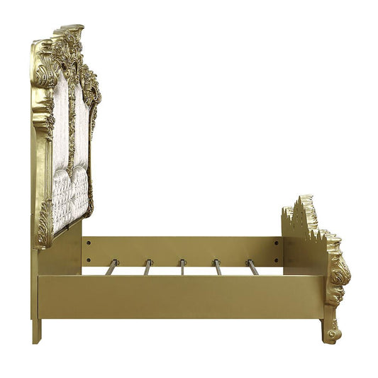 ACME Furniture - Desiderius Eastern King Bed - Beige Fabric, Antique Gold & Hand Paint Brown - BD20001EK veiw 2