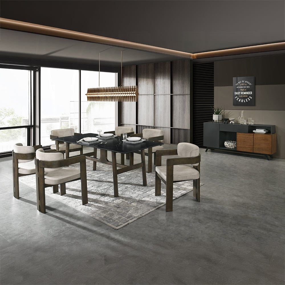 ACME Furniture - Destin Dining Table - Sintered Stone & Walnut Finish - DN03075 view 5