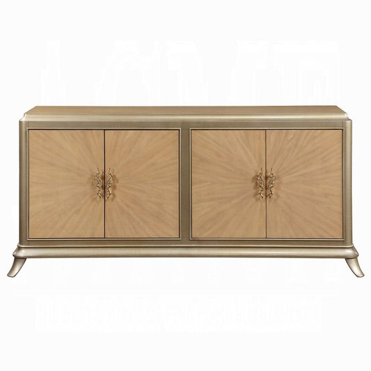 ACME Furniture - Dodie Console Cabinet - Oak Sunburst Pattern & Taupe Champagne Finish - AC02504 veiw 2