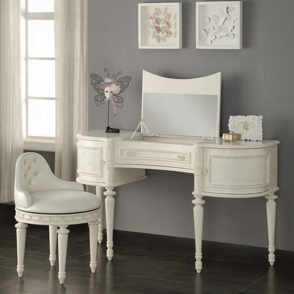 ACME Furniture - Dorothy Chair w/Swivel - Pearl White Synthetic Leather & Ivory - BD02272 view 4