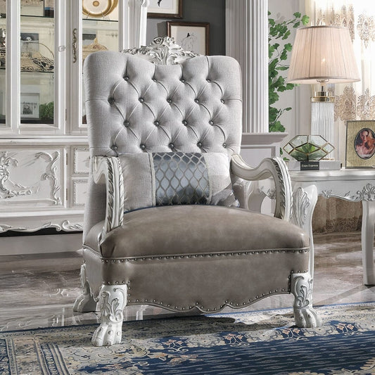 ACME Furniture - Dresden Chair w/Pillow - Synthetic Leather & Bone White Finish - LV02246 view 2