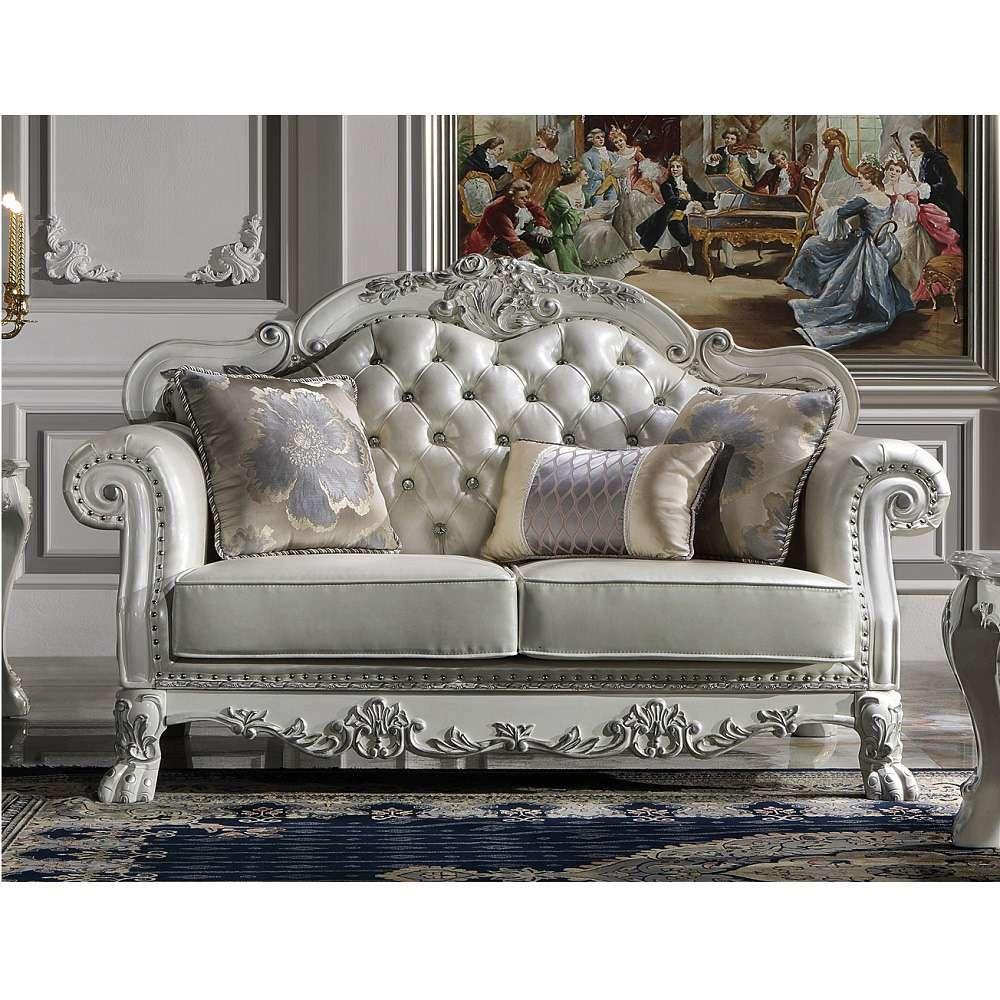ACME Furniture - Dresden Loveseat w/3 Pillows - Synthetic Leather & Bone White - LV01689 veiw 1