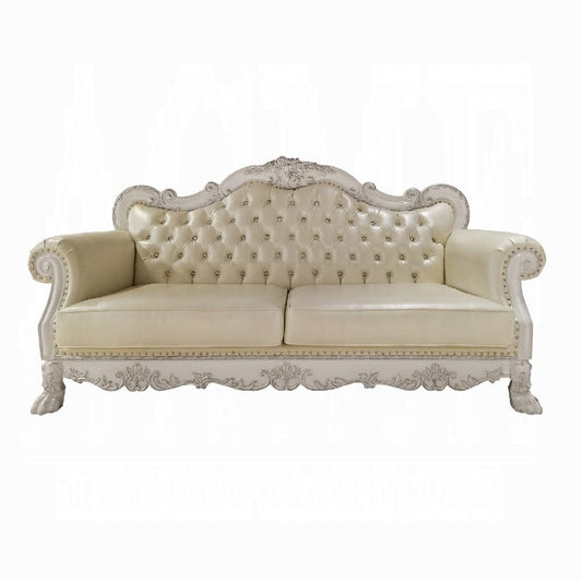 ACME Furniture - Dresden Sofa w/4 Pillows - Synthetic Leather & Bone White - LV01688 view 2