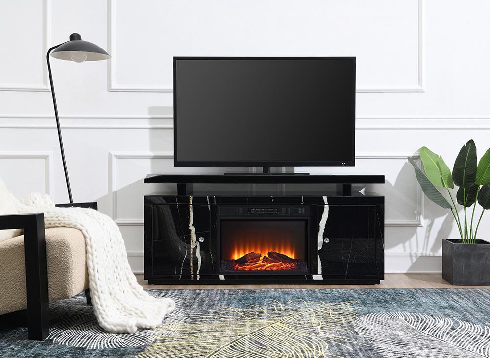 ACME Furniture - Drisana TV Stand w/Fireplace - Black Mirrored Finish - LV03868 veiw 1