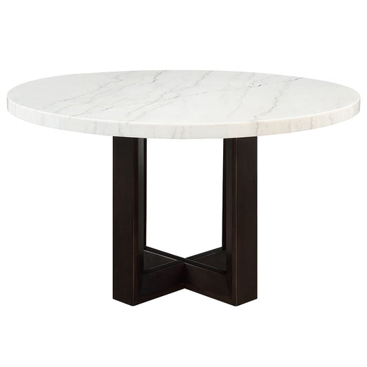 ACME Furniture - Edwyn - Round Dining Table - White Natural Marble Top & Espresso - DN05205 view 2