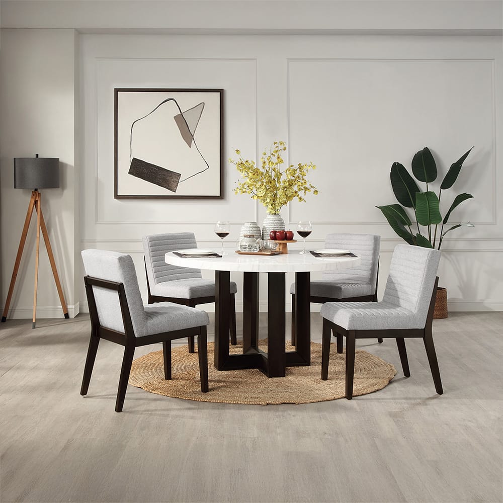 ACME Furniture - Edwyn - Round Dining Table - White Natural Marble Top & Espresso - DN05205 view 6
