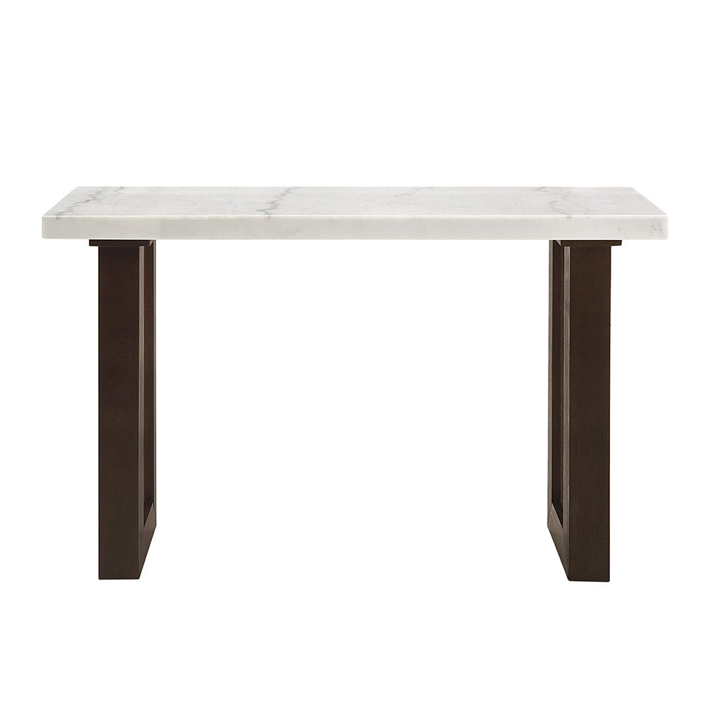 ACME Furniture - Edwyn Sofa Table w/Marble Top - White Natural Marble Top & Brown Finish - LV03207 veiw 3