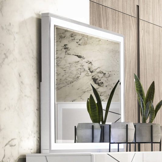 ACME Furniture - Esther - Mirror w/LED - White & Silver High Gloss - BD05884 view 2