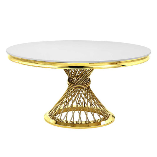 ACME Furniture - Fallon Dining Table - Engineering Marble & Mirrored Gold - DN01189 veiw 2