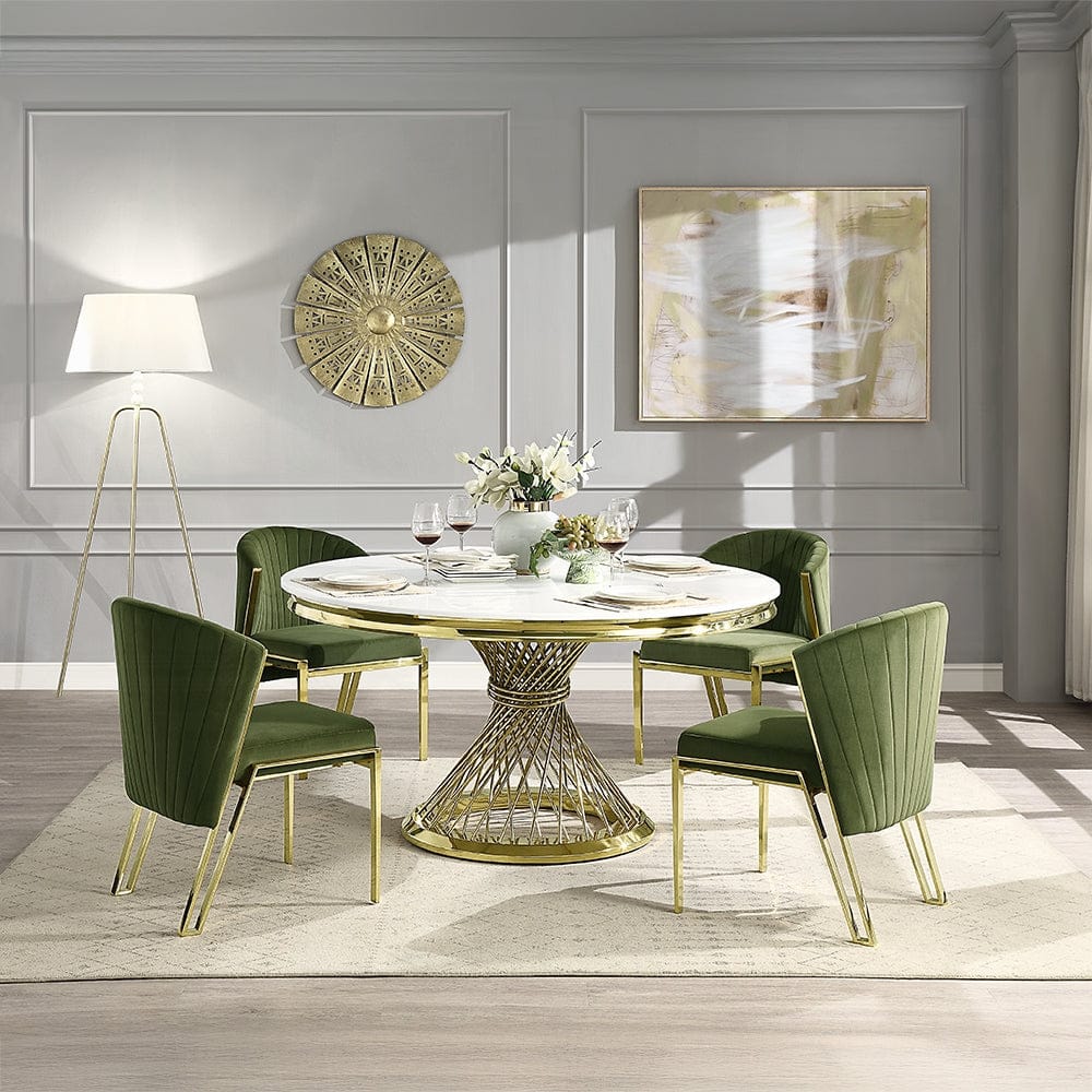 ACME Furniture - Fallon Side Chair (Set of 2) - Green Velvet & Mirrored Gold - DN01956 view 11