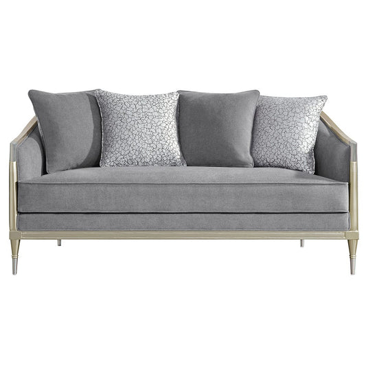 ACME Furniture - Fernando - Loveseat w/4 Pillows - Gray Chenille & Champagne - LV04821 view 2