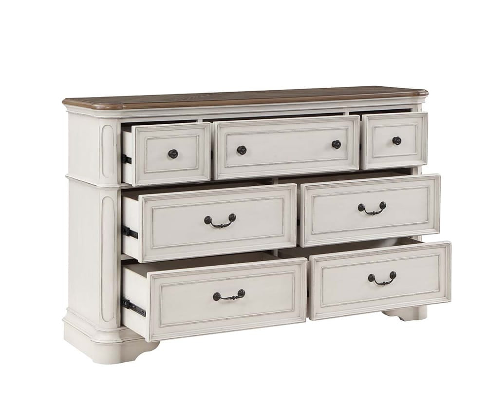 ACME Furniture - Florian - Dresser - Gray Fabric & Antique White - BD01651 view 3