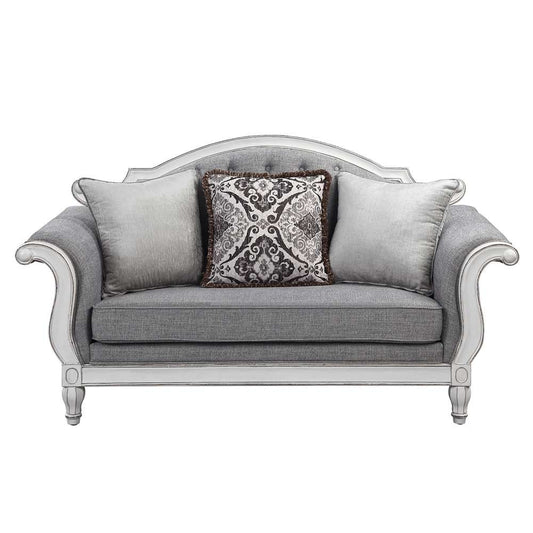 ACME Furniture - Florian Loveseat w/3 Pillows - Gray & Antique White - LV02120 veiw 2