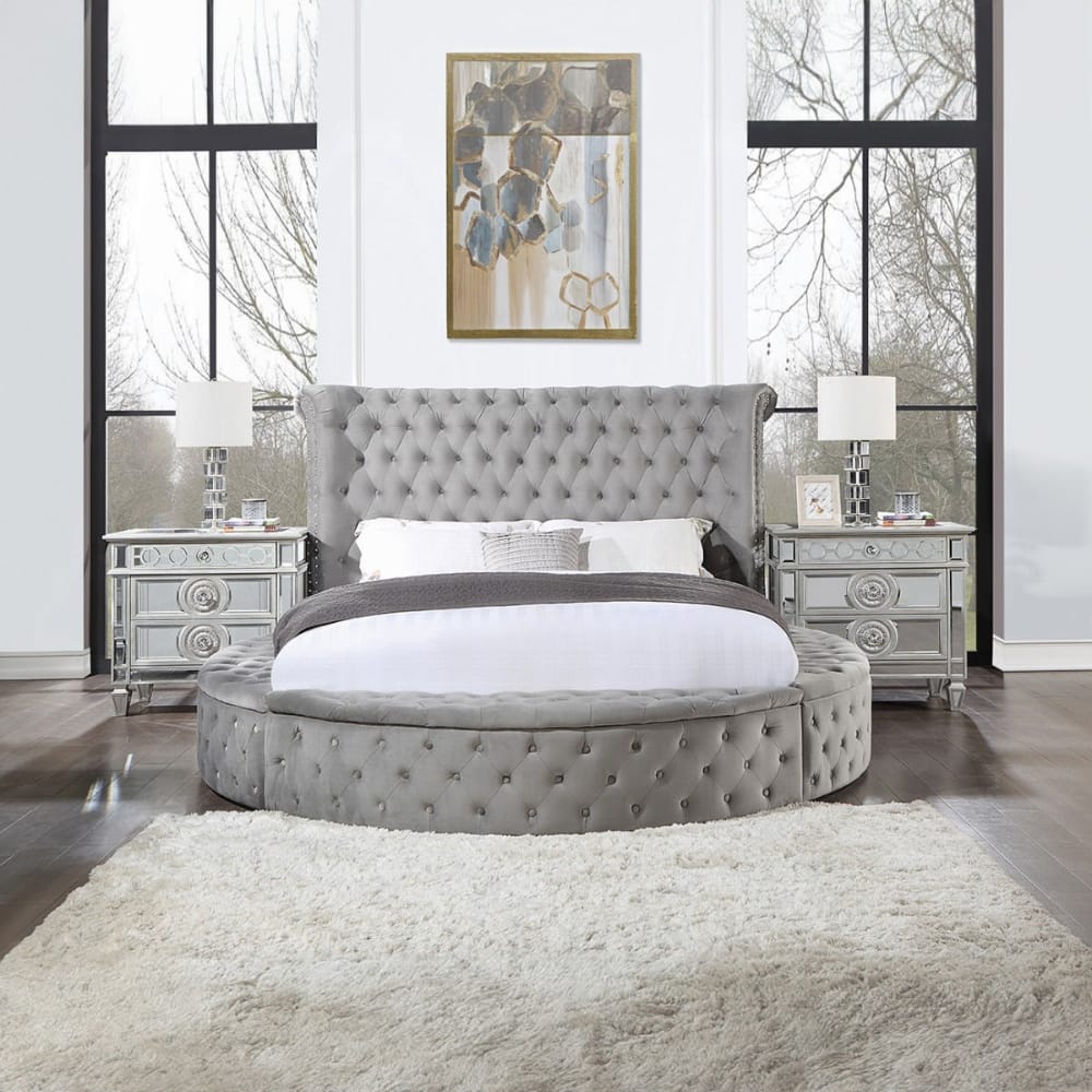 ACME Furniture - Gaiva Queen Bed w/Storage - Gray Velvet - BD00967Q veiw 8