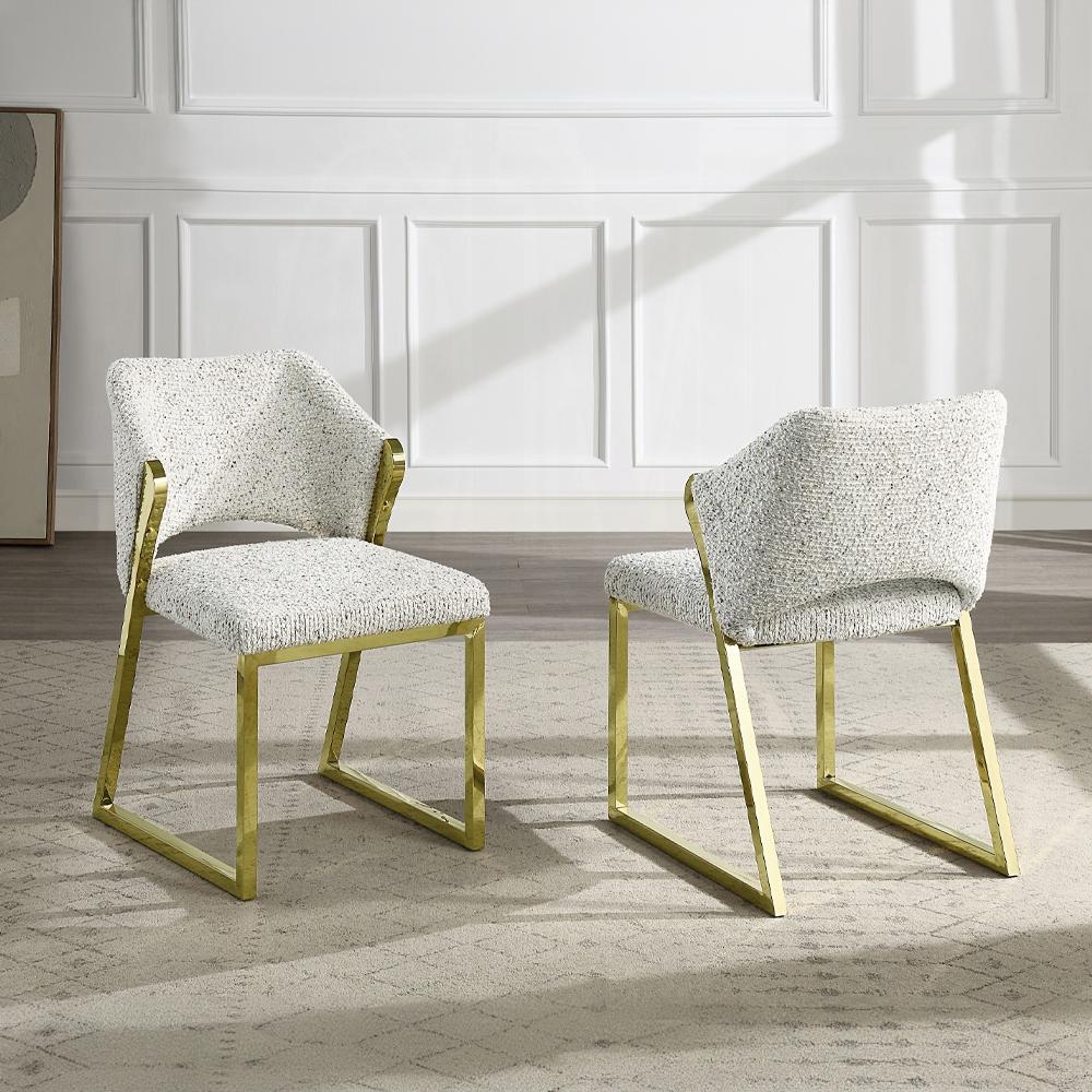 ACME Furniture - Galdesa Side Chair - Teddy Sherpa & Mirrored Gold Finish - DN02107 veiw 7