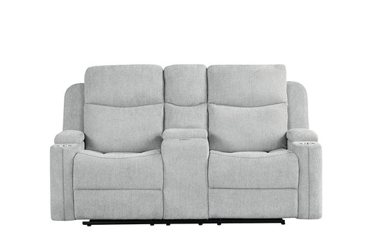 ACME Furniture - Galya Motion Loveseat w/Console - Light Gray Chenille - LV04681 view 2