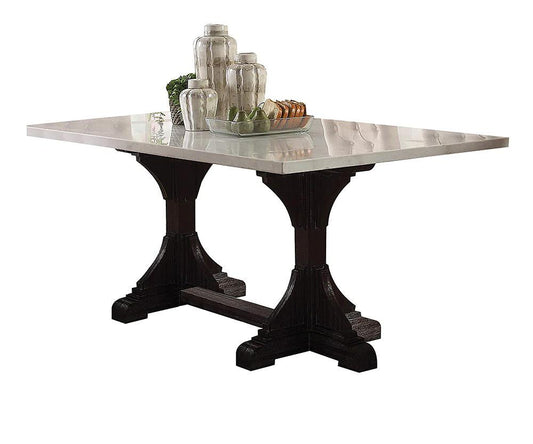 ACME Furniture - Gerardo Dining Table - White Natural Marble Top & Weathered Espresso - 60180 view 2
