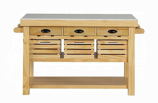 ACME Furniture - Grovaam Kitchen Island - Marble Top & Natural - AC00188 view 2