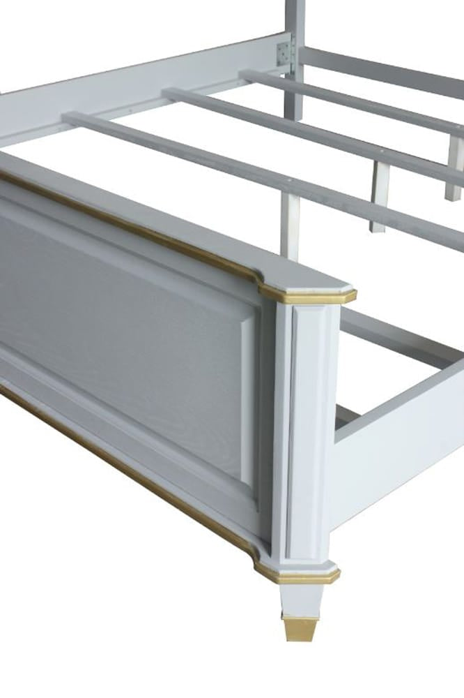 ACME Furniture - House Marchese - Queen Bed - Two Tone Beige Fabric & Pearl Gray Finish - 28880Q view 2