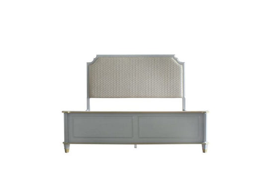ACME Furniture - House Marchese - Queen Bed - Two Tone Beige Fabric & Pearl Gray Finish - 28880Q view 8