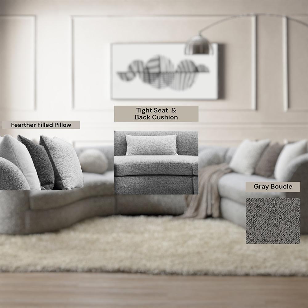 ACME Furniture - Ivria Sectional Sofa w/9 Pillows - Gray Boucle - LV02541 veiw 7