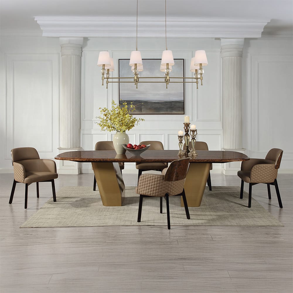 ACME Furniture - Jamonica - Arm Chair - Brown & Beige Synthetic Leather & Gold - DN60022 view 6