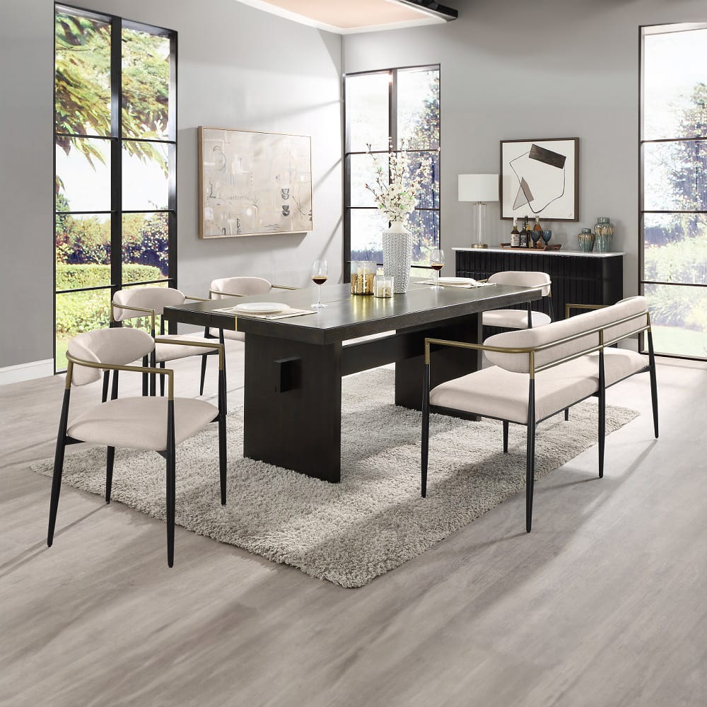 ACME Furniture - Jaramillo - Bench - Beige Linen & Black - DN02698 view 4