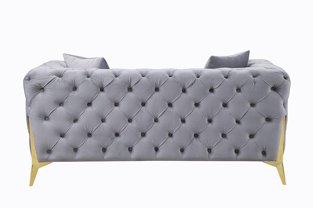 ACME Furniture - Jelanea Loveseat w/2 Pillows - Gray Velvet & Gold Finish - LV01407 veiw 4