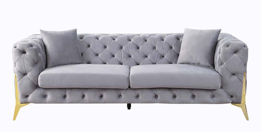 ACME Furniture - Jelanea - Sofa w/2 Pillows - Gray Velvet & Gold Finish - LV01406 view 2